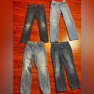 Cat & Jack Relaxed Straight Buutton Front Boys Denim Jeans 4 Piece Lot